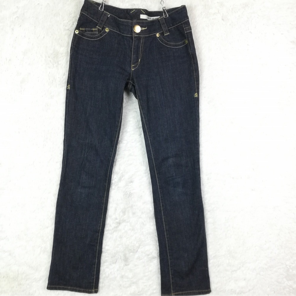 DKNY Womens Jeans Straight Leg Blue Denim Dark Wash Low Rise‎ Juniors 7